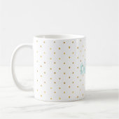 Gold Confetti Dots Mint Name Kaffeetasse (Links)