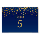 Gold Confetti Dots & Navy Blue 2 - Table Card Tischnummer (Rückseite)