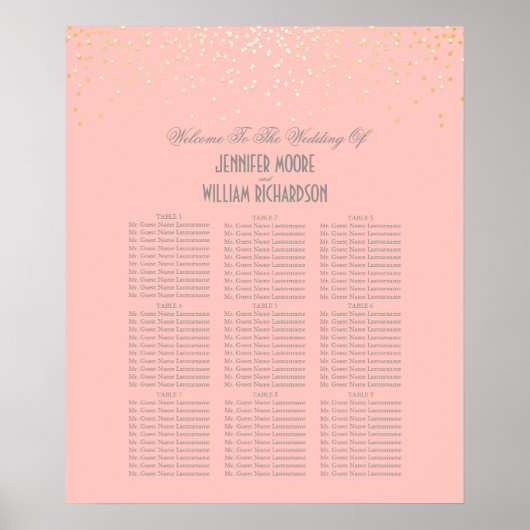 Gold Confetti Dots Rosa Seekarte Poster (Vorne)