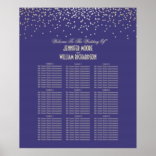 Gold Confetti Dots Seekarte Poster (Vorne)