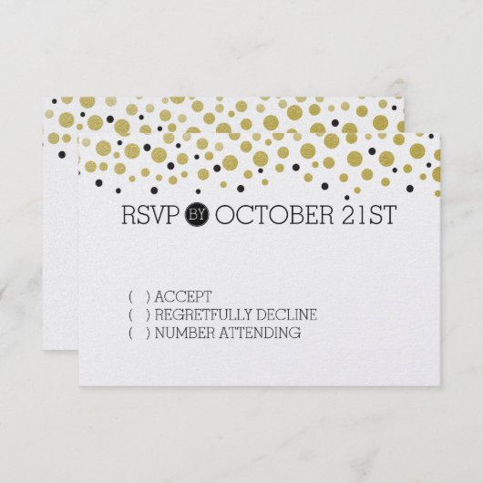 Gold Confetti Dots UAWG RSVP Karte (Vorne/Hinten)