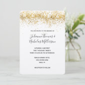 Gold Confetti Dots Wedding Einladungen (Stehend Vorderseite)