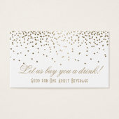 Gold Confetti Dots White Wedding Drinks Tickets (Vorderseite)