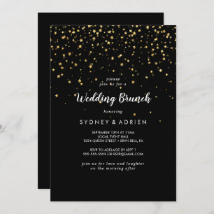 Gold Confetti Einladung zum Black Wedding Brunch