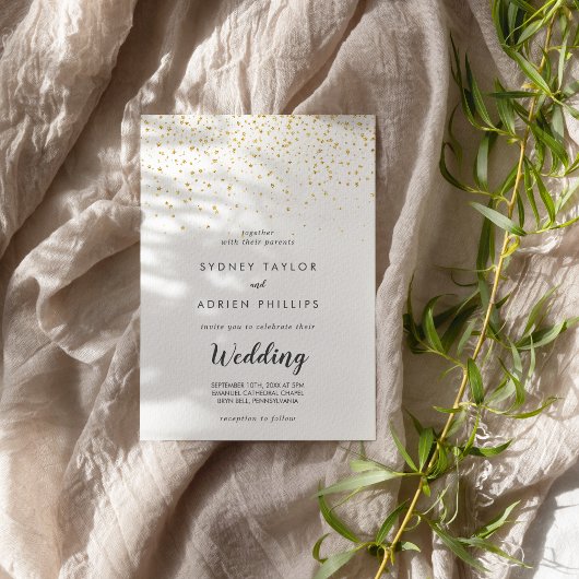Gold Confetti Einladung zur informellen Hochzeit
