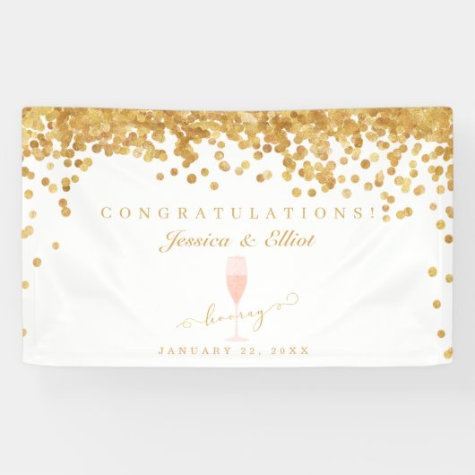Gold Confetti Elegant Champagne Wedding Banner (Horizontal)