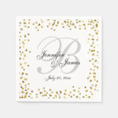 Gold Confetti Elegant Gray Monogram Wedding Serviette (Vorderseite)