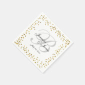 Gold Confetti Elegant Gray Monogram Wedding Serviette (Ecke)