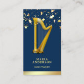 Gold Confetti Elegant Harp Beruflich Harpist Visitenkarte (Vorderseite)