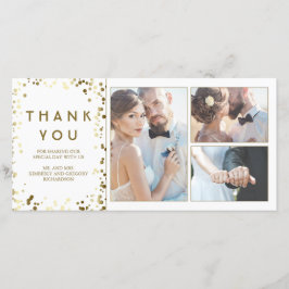 Gold Confetti Elegant White Wedding Vielen Dank Dankeskarte