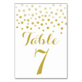 Gold Confetti Elegante Wedding Tischnummer Card (Rückseite)
