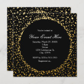 Gold Confetti Eleganter Glamour Dots Einladungen (Vorne/Hinten)