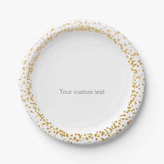 Gold Confetti Eleganter Glamour Dots White Tellers Pappteller (Vorderseite)