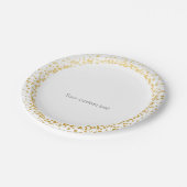 Gold Confetti Eleganter Glamour Dots White Tellers Pappteller (Schrägansicht)