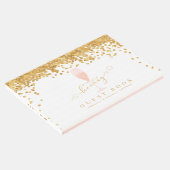 Gold Confetti Elegantes Champagner Brautparty Gästebuch (Ecke)