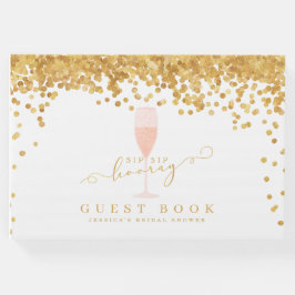 Gold Confetti Elegantes Champagner Brautparty Gästebuch