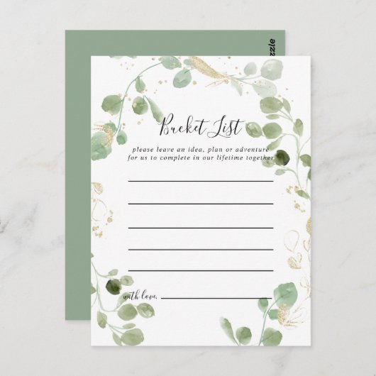 Gold Confetti Eucalyptus Foliage Bucket List Cards Postkarte (Vorne/Hinten)