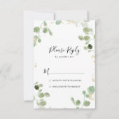 Gold Confetti Eucalyptus Foliage UAWG RSVP Karte (Vorderseite)