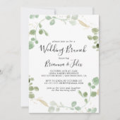 Gold Confetti Eucalyptus Foliage Wedding Brunch Einladung (Vorderseite)