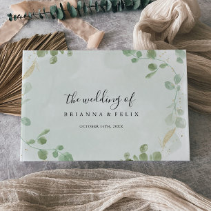 Gold Confetti Eucalyptus Foliage Wedding Gästebuch