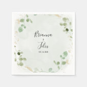 Gold Confetti Eucalyptus Foliage Wedding Napkin Serviette (Vorderseite)