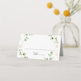 Gold Confetti Eucalyptus Foliage Wedding Platzkarte