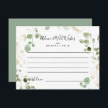 Gold Confetti Eucalyptus Wedding Advice Card Postkarte<br><div class="desc">Diese goldene Konfetti eucalyptus Hochzeitsratenkarte ist perfekt für eine rustikale Hochzeit. Das Design zeichnet sich durch Aquarell Eukalyptus grünes Blattwerk mit goldenen Konfetti aus. Diese Karten sind ideal für Hochzeiten, Brautparty, Babydusche, Graduiertenfest u.v.m. Personalisieren Sie die Karten mit den Namen der Braut und Bräutigam, den Eltern, die Sie werden oder...</div>