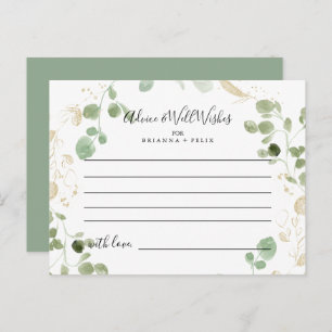 Gold Confetti Eucalyptus Wedding Advice Card Postkarte