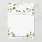 Gold Confetti Eucalyptus Wedding Bucket List Cards Postkarte (Vorderseite)