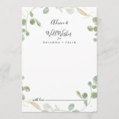 Gold Confetti Eucalyptus Wedding Well Wishings Hinweiskarte (Vorderseite)