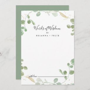 Gold Confetti Eucalyptus Wedding Words of Wisdom Hinweiskarte