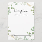 Gold Confetti Eucalyptus Wedding Words of Wisdom Hinweiskarte (Vorderseite)