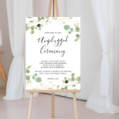 Gold Confetti Eukalyptus Unplugged Zeremony Sign Poster