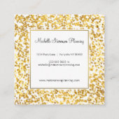 Gold Confetti Event Planner Business Cards Quadratische Visitenkarte (Rückseite)