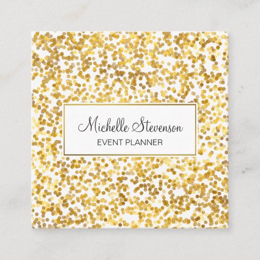 Gold Confetti Event Planner Business Cards Quadratische Visitenkarte (Vorderseite)