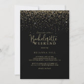 Gold Confetti Extravagant Script Bachelorette Week Einladung (Vorderseite)