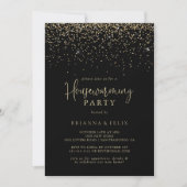 Gold Confetti Extravagant Script Housewarming Part Einladung (Vorderseite)