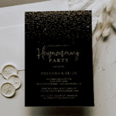 Gold Confetti Extravagant Script Housewarming Part Einladung