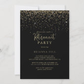 Gold Confetti Extravagant Script Retirement Party Einladung (Vorderseite)