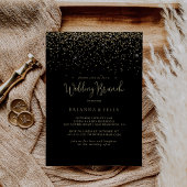Gold Confetti Extravagant Script Wedding Brunch Einladung