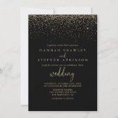 Gold Confetti Extravagante Script Front & Back Wed Einladung (Vorderseite)