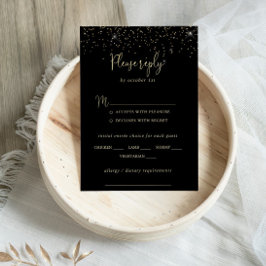Gold Confetti Extravagante Wedding Menü UAWG RSVP Karte