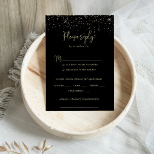 Gold Confetti Extravagante Wedding Menü UAWG RSVP Karte