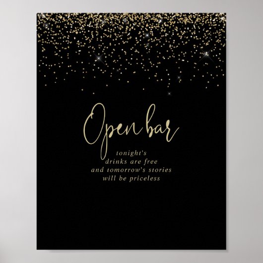 Gold Confetti Extravagantes Script Wedding Open Ba Poster (Vorne)