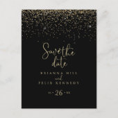 Gold Confetti Extravagantes Skript Save the Date P Postkarte (Vorderseite)