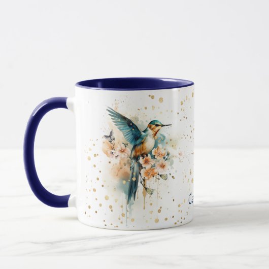 Gold Confetti Fantasy Hummingbird Tasse (Links)
