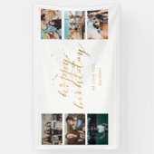 Gold Confetti Foto Collage Geburtstagsparty Banner (Vertikal)