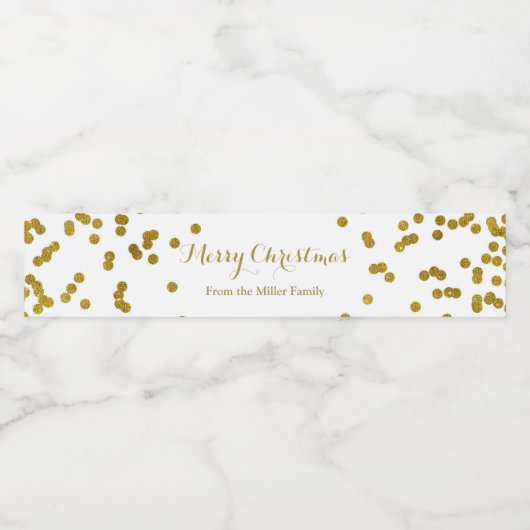 Gold Confetti Frohe Weihnachtswasserflasche Etiket Wasserflaschenetikett (Einzelnes Label)