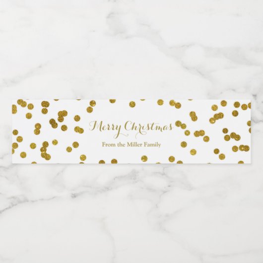 Gold Confetti Frohe Weihnachtswasserflasche Etiket Wasserflaschenetikett (Einzelnes Label)