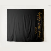 Gold Confetti Frohes Neues Jahr! Schwarzer Hinterg Wandteppich (Vorderseite (Horizontal))